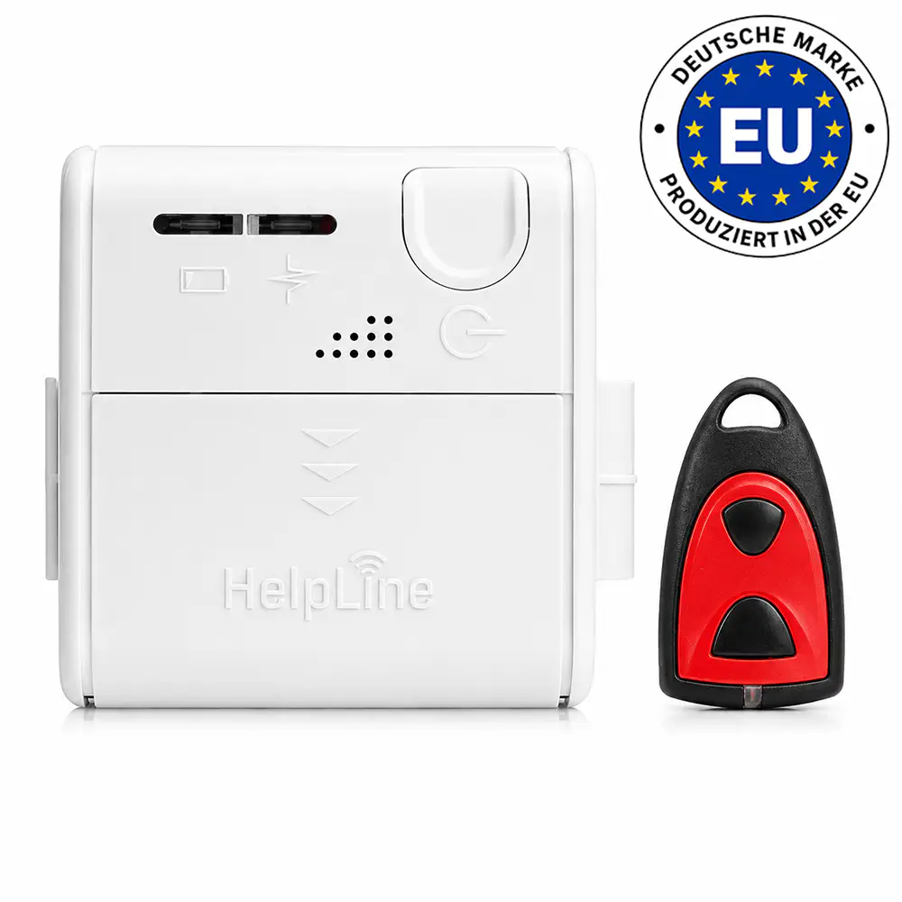 HelpLine Hausnotruf-Set Mobil (Mini-Empfänger) mit Umhängesender und Umhängeband