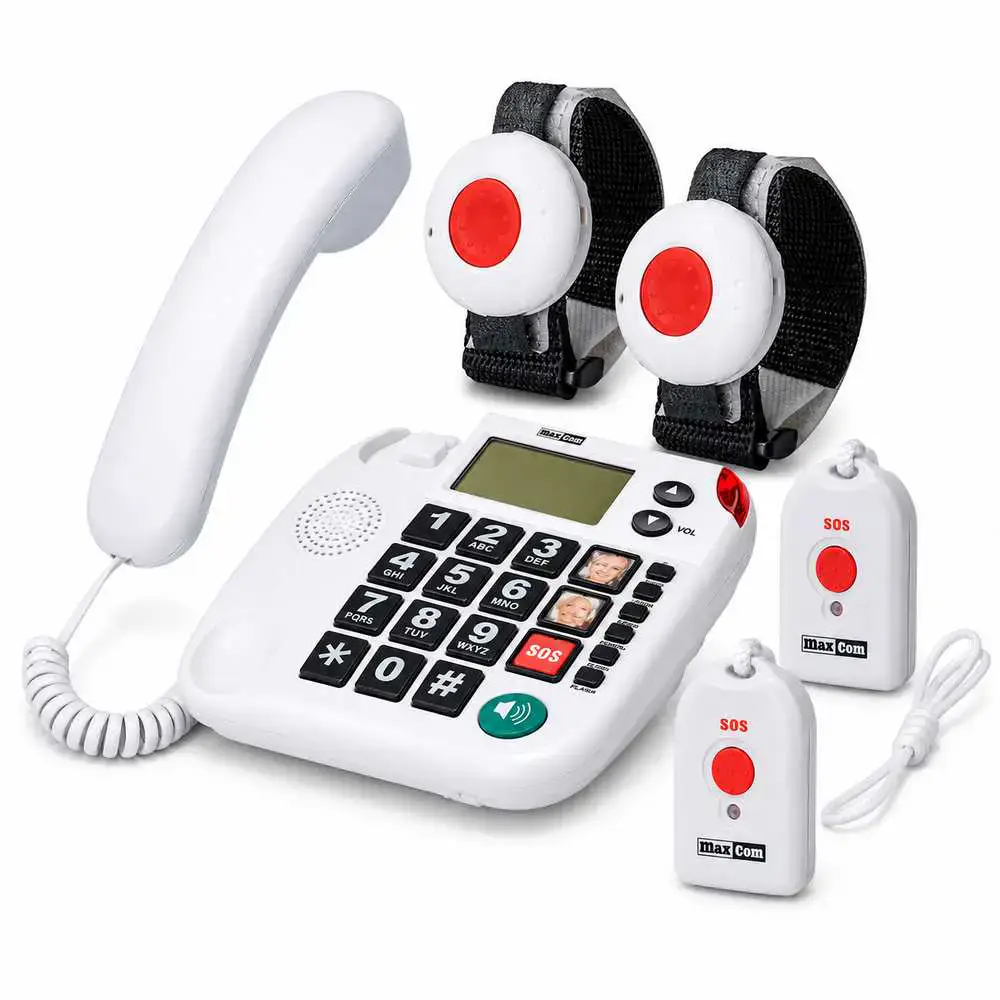 MAXCOM KXT SOS 481 Seniorentelefon-Set – inkl. 2 Umhänge- und 2 Armbandsender
