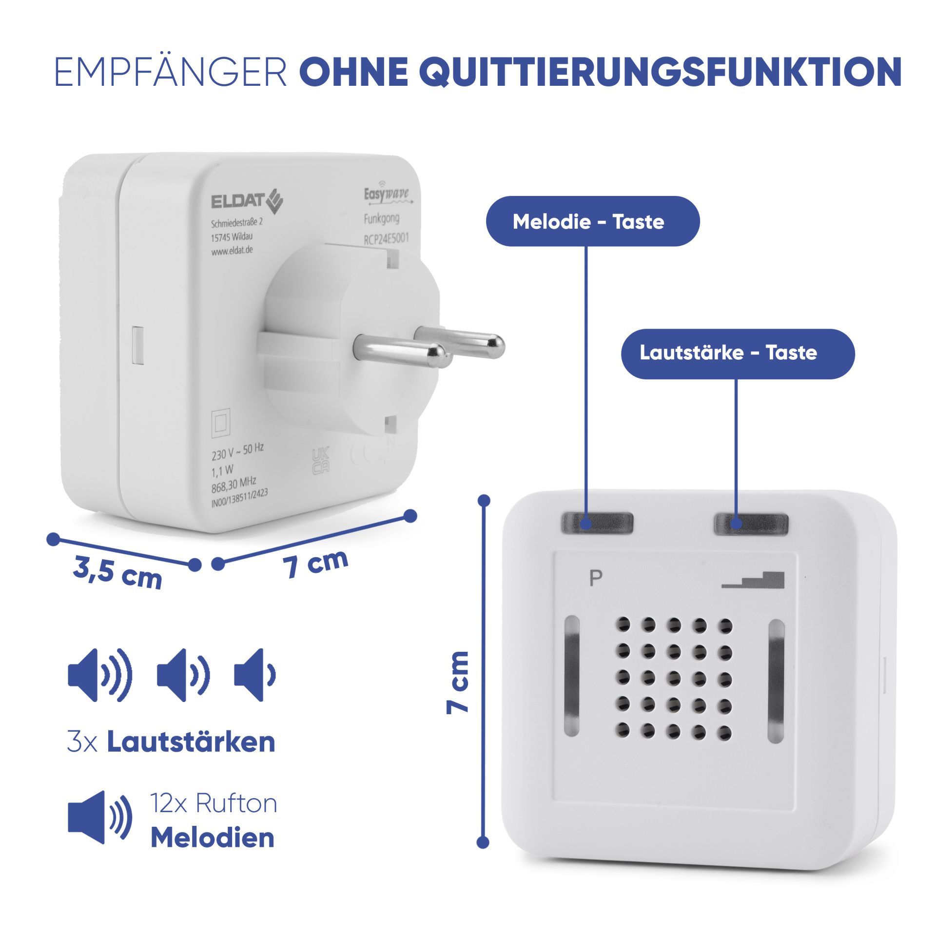 ELDAT Hausnotruf-Set für Zwei mit zwei Armbandsendern