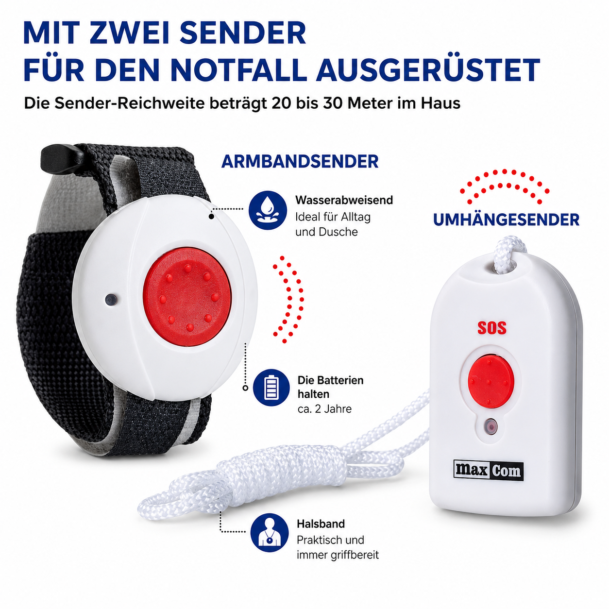 MAXCOM KXT SOS 481 Seniorentelefon-Set – inkl. Umhängesender