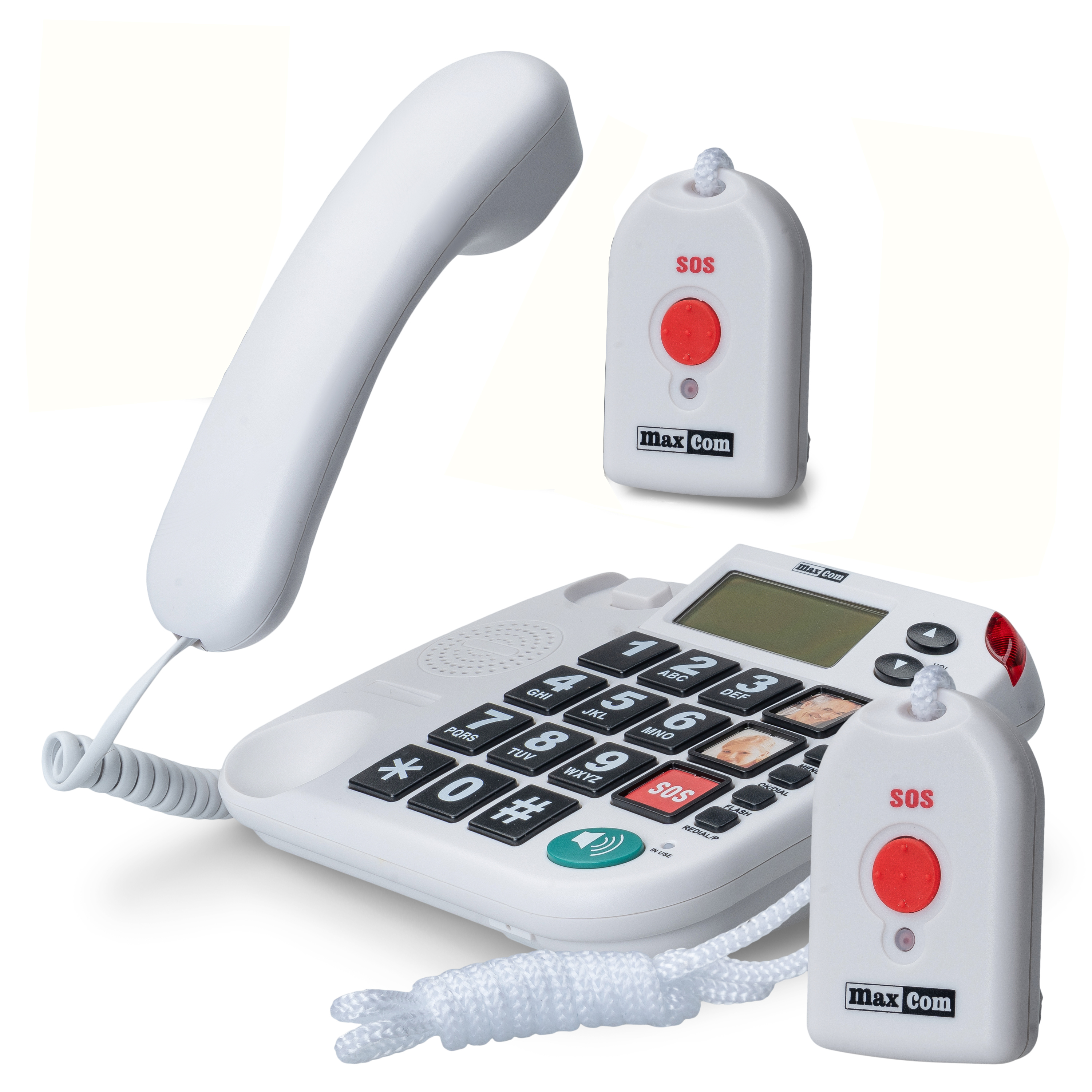 MAXCOM KXTSOS 481 Seniorentelefon mit 2 Notruf-Halsband-Sendern