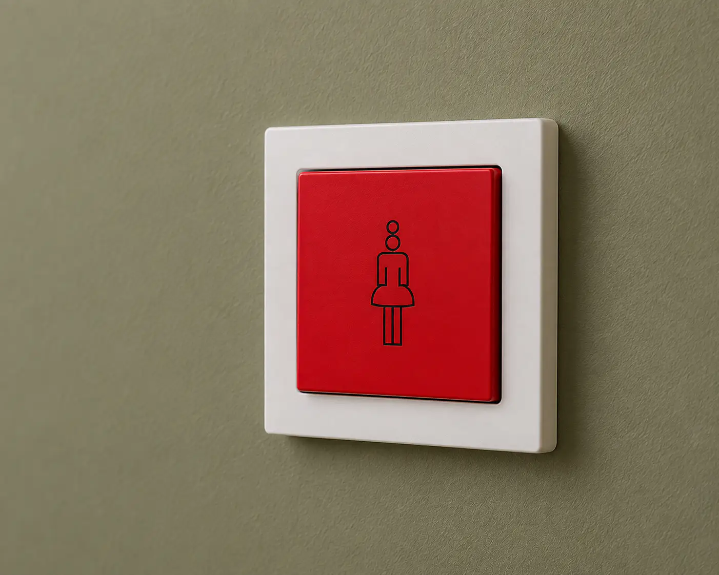 ELDAT Easywave Sensor-Wandtaster RTS25 rot mit Schwesternsymbol Wandmontage