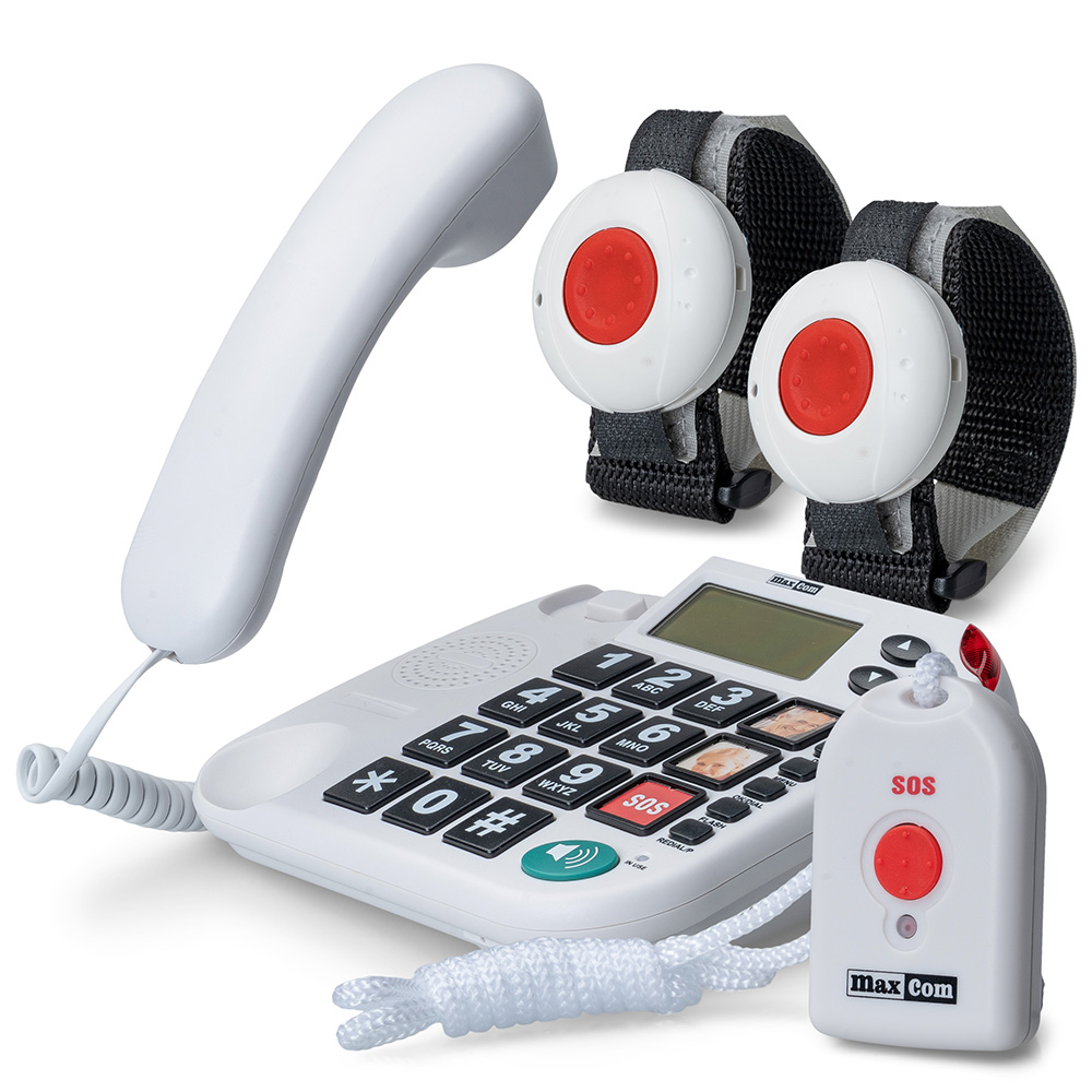 MAXCOM  KXT SOS 481 Seniorentelefon mit 2 Armband- und 1 Umhängesender