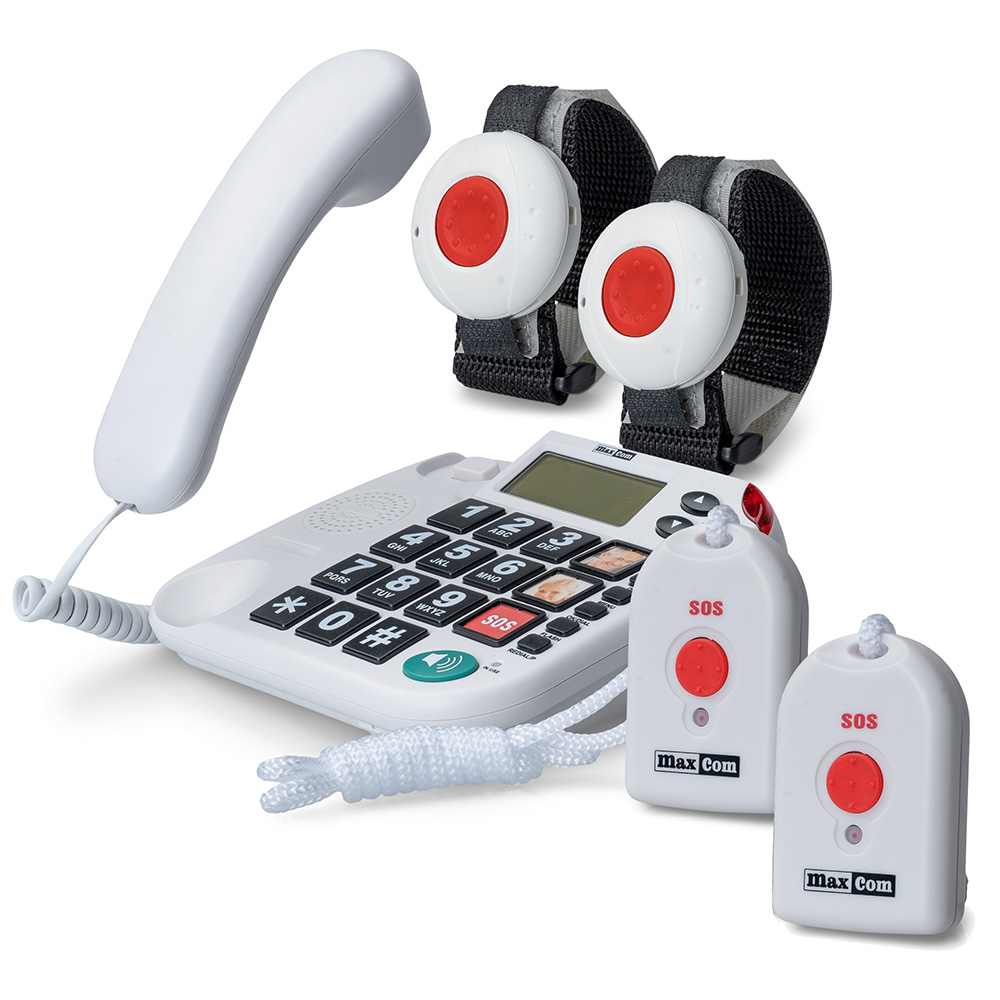 MAXCOM  KXT SOS 481 Seniorentelefon mit 2 Armband- und 2 Umhängesendern