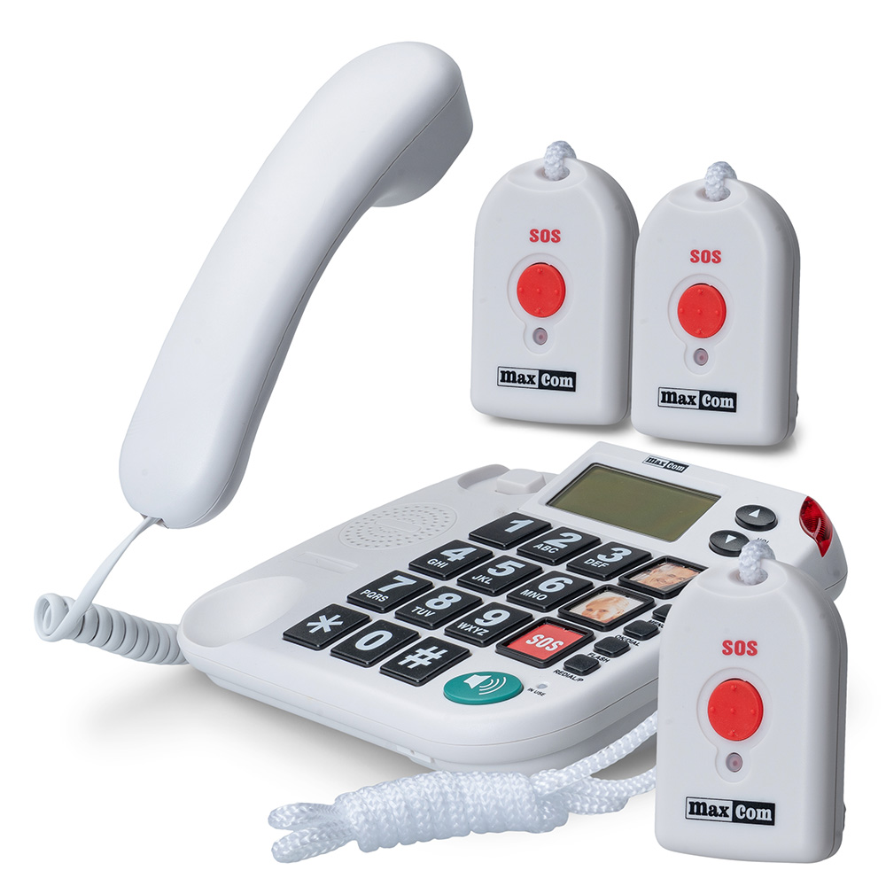 MAXCOM KXTSOS 481 Seniorentelefon mit 3 Notruf-Halsband-Sender